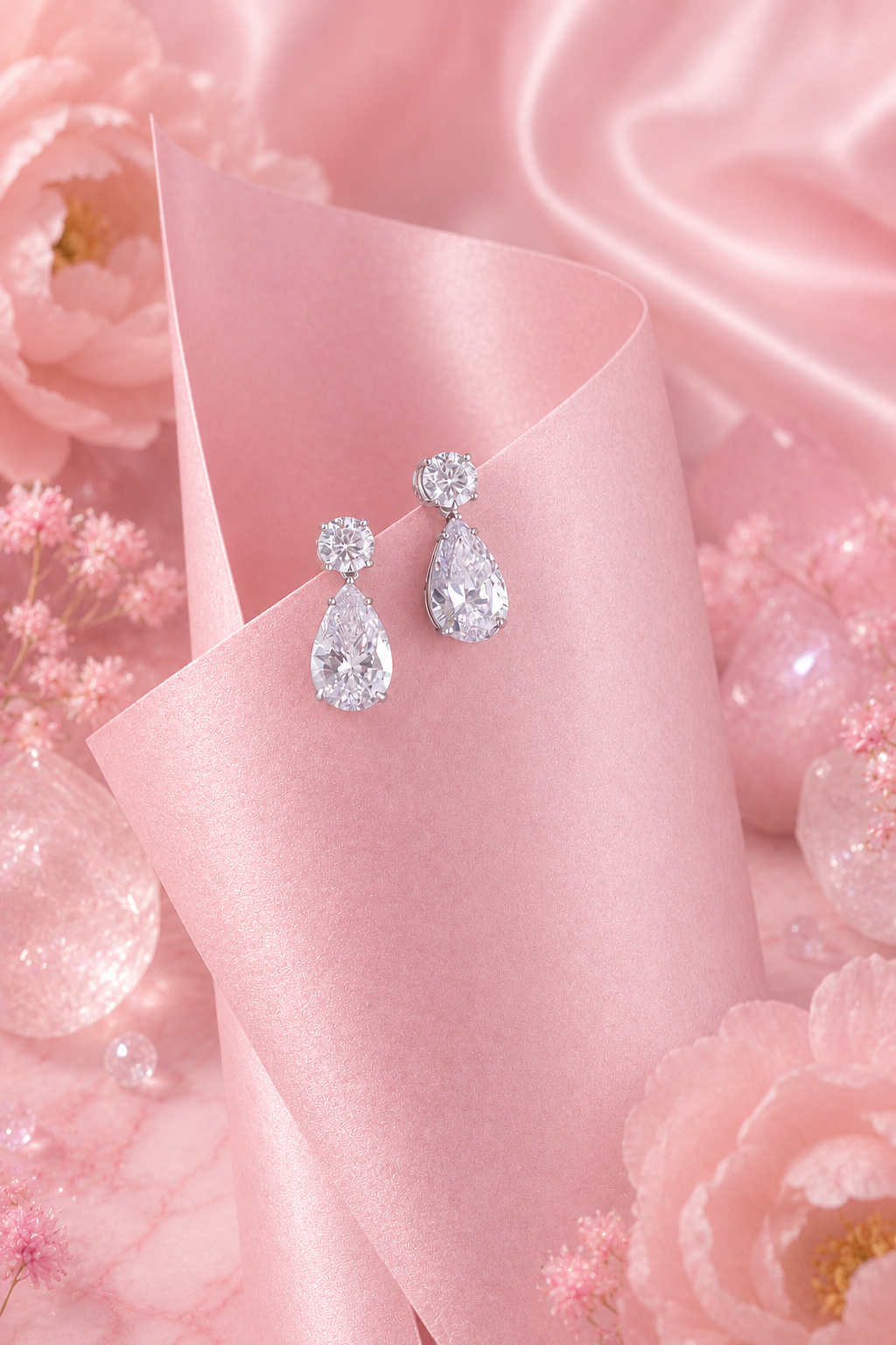 Célestial S925 Silver Crushed Ice Pear Cut Earrings