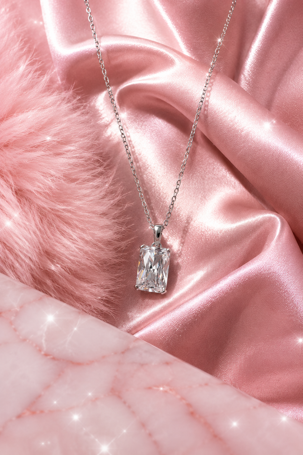 Odéssa S925 Silver Emerald Cut Necklace