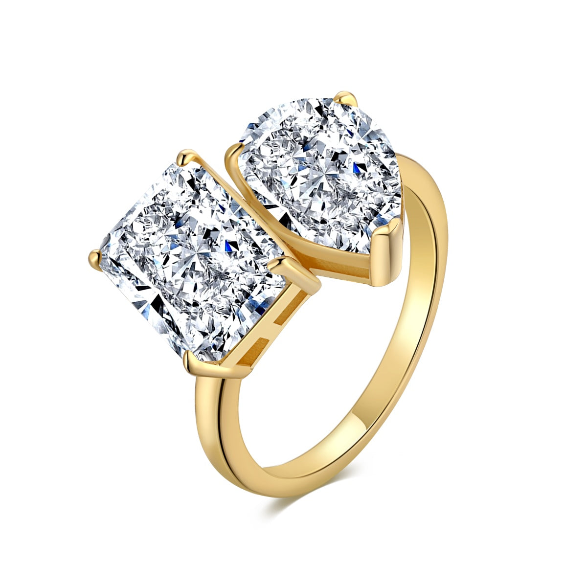 Celestíal Gold Crushed Ice Two Stone Ring